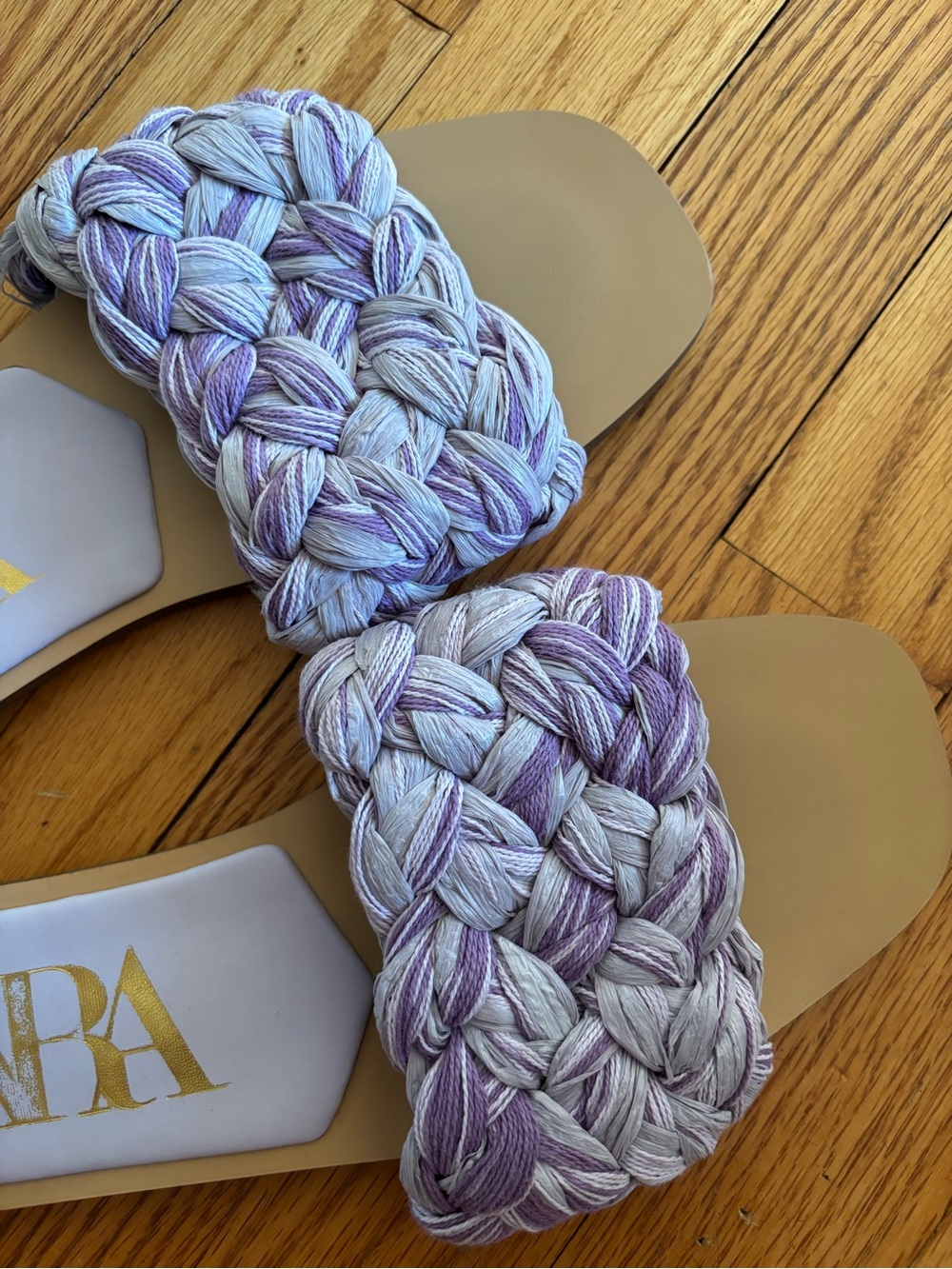 Zara Purple Lilac Raffia Slide Sandals- size 39 - Picture 7 of 7
